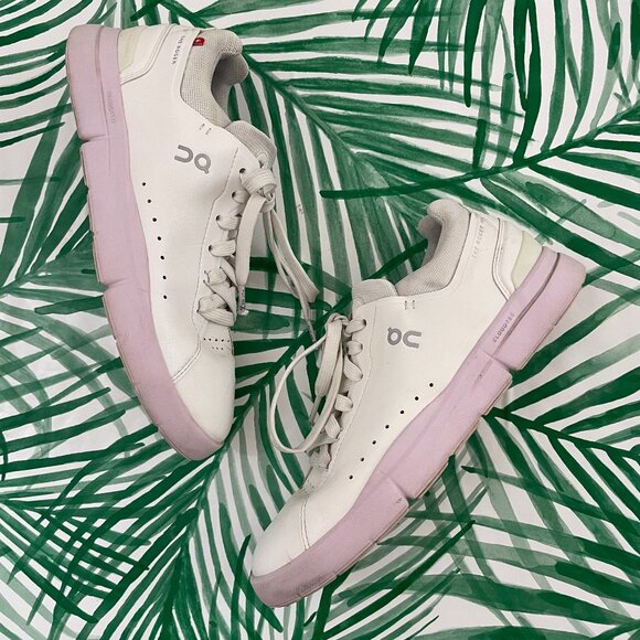 On Running Shoes - On Cloud The Roger Advantage Sneakers in White/Lily Women's Size 8